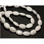 4pc - Perles de Pierre - Jade Ovales Facettés 14x10mm Blanc - 8741140021068 