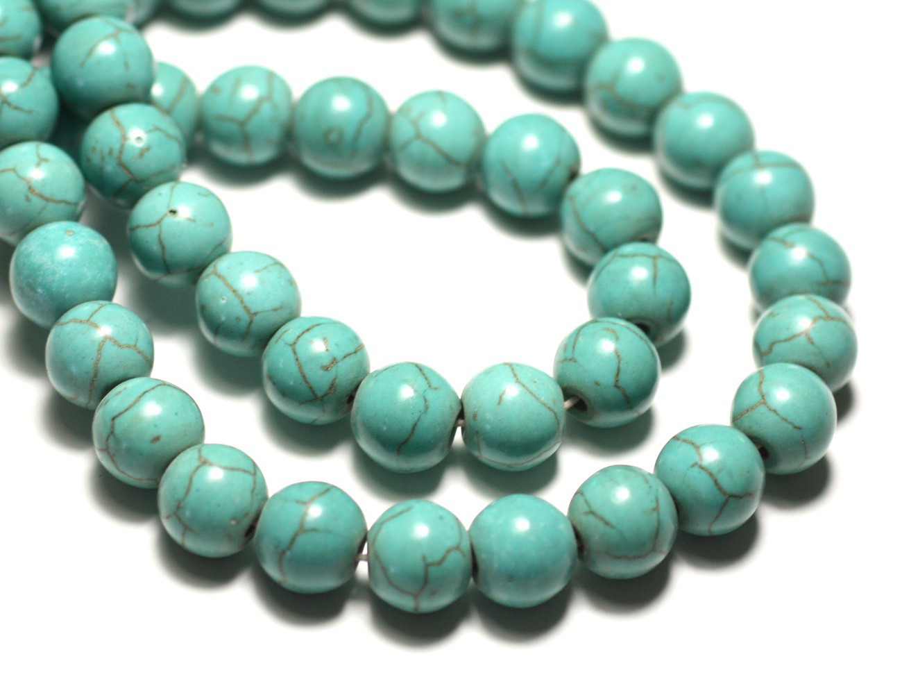 10pc - Perles Turquoise Synthèse reconstituée Boules 10mm Bleu Turquoise - 8741140021051 
