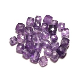 1Stk - Steinperle - Facettierter Würfel Amethyst 5-7mm - 8741140020122 