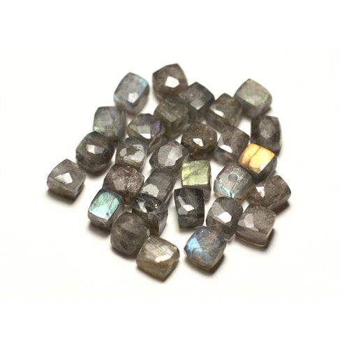 1pc - Perle de Pierre - Labradorite Cube Facetté 5-7mm - 8741140020153 