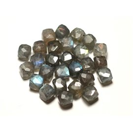 1pc - Perlina di pietra - Cubo di labradorite sfaccettato 5-7 mm foro 1 mm - 8741140020160 