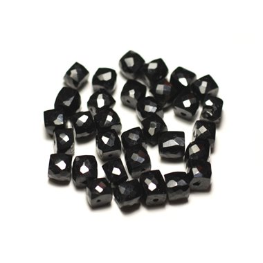 1pc - Perle de Pierre - Spinelle noir Cube Facetté 4-5mm - 8741140020238 