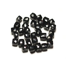 1pc - Perla de piedra - Cubo facetado de espinela negra 4-5mm - 8741140020238 