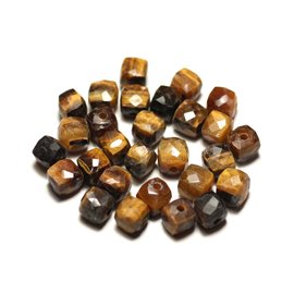 1pc - Stone Pearl - Tiger's Eye Faceted Cube 5-6mm - 8741140020191 