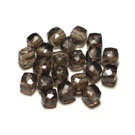 1pc - Perla de piedra - Cubo facetado de cuarzo ahumado 5-7mm - 8741140020214 