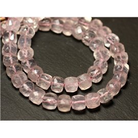 1pc - Perlina di pietra - Cubo sfaccettato in quarzo rosa 5-8 mm - 8741140020221 