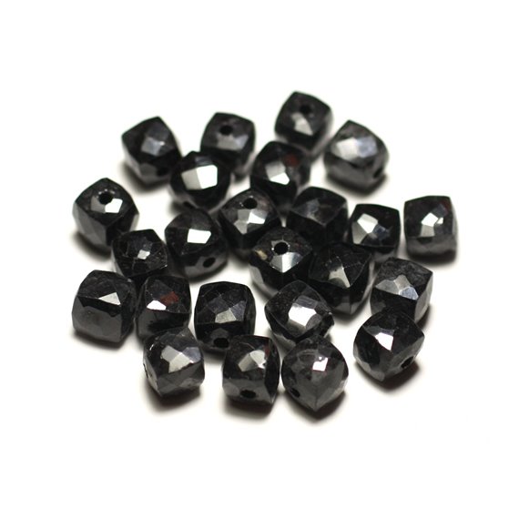 1pc - Perle de Pierre - Spinelle noir Cube Facetté 5-6mm - 8741140020245 