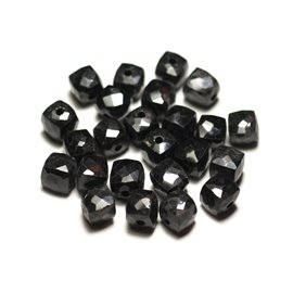 1pc - Perla de piedra - Cubo facetado de espinela negra 5-6mm - 8741140020245 