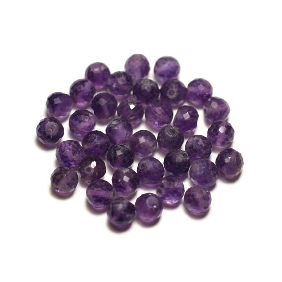 1pc - Perle de Pierre - Améthyste Boule Facettée 5mm - 8741140020276 