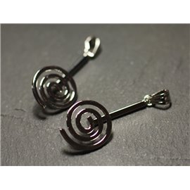 1pc - Appret Accessoire Bélière Porte Pendentif Donut Métal Argenté Spirale 44mm - 8741140020689