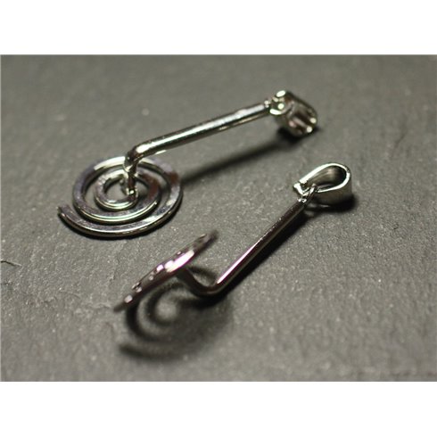 1pc - Apprêt Bélière Porte Donut Métal Argenté Spirale 44mm - 8741140020689