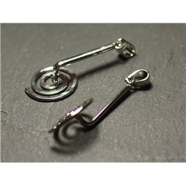 1pc - Apprêt Bélière Porte Donut Métal Argenté Spirale 44mm - 8741140020689  1pc - Apprêt Bélière Porte Donut Métal Argenté Spirale 44mm - 8741140020689