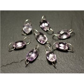 1Stk - Perlenverbinder Stein und Silber 925 - Amethyst Rechteck facettiert 12x8mm - 8741140019928 