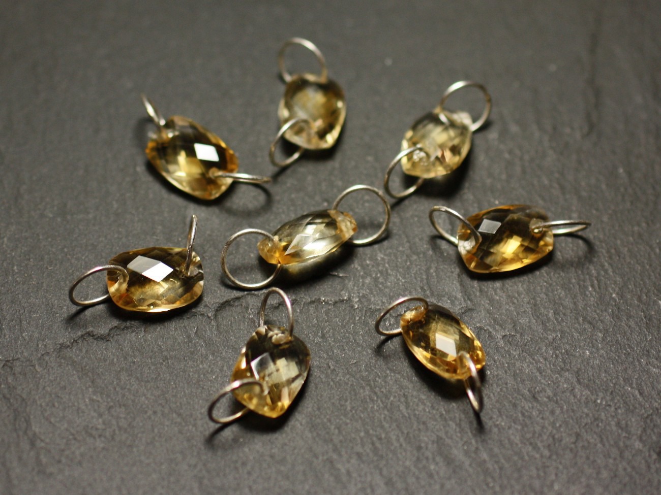 1pc - Perle Connecteur Pierre et Argent 925 - Citrine Rectangle Facetté 12x8mm - 8741140019942 