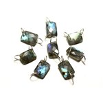 1pc - Perle Connecteur Pierre et Argent 925 - Labradorite Rectangle Facetté 12x8mm - 8741140019966 