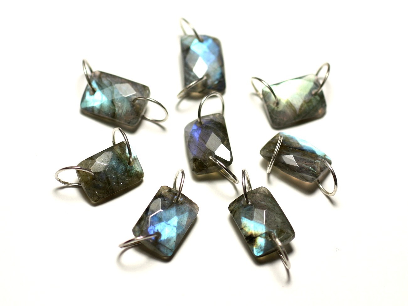 1pc - Perle Connecteur Pierre et Argent 925 - Labradorite Rectangle Facetté 12x8mm - 8741140019966 