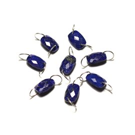 1st - Steen en 925 Zilver Verbindingskraal - Lapis Lazuli Facet Rechthoek 12x8mm - 8741140019973 