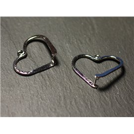 2pc - Imprimers Rams clip Silver Metal Rhodium Hearts 26mm - 8741140019782 