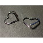 2pc - Apprêts Bélières clip Métal Argenté Rhodium Coeurs 26mm - 8741140019782 