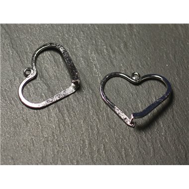 2pc - Apprêts Bélières clip Métal Argenté Rhodium Coeurs 26mm - 8741140019782 