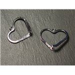 2pc - Apprêts Bélières clip Métal Argenté Rhodium Coeurs 26mm - 8741140019782 