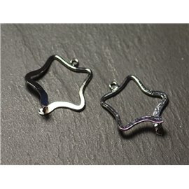 2pc - Apprêts Bélières clip Métal Argenté Rhodium Etoiles 26mm - 8741140019799  2pc - Apprêts Bélières clip Métal Argenté Rhodium Etoiles 26mm - 8741140019799