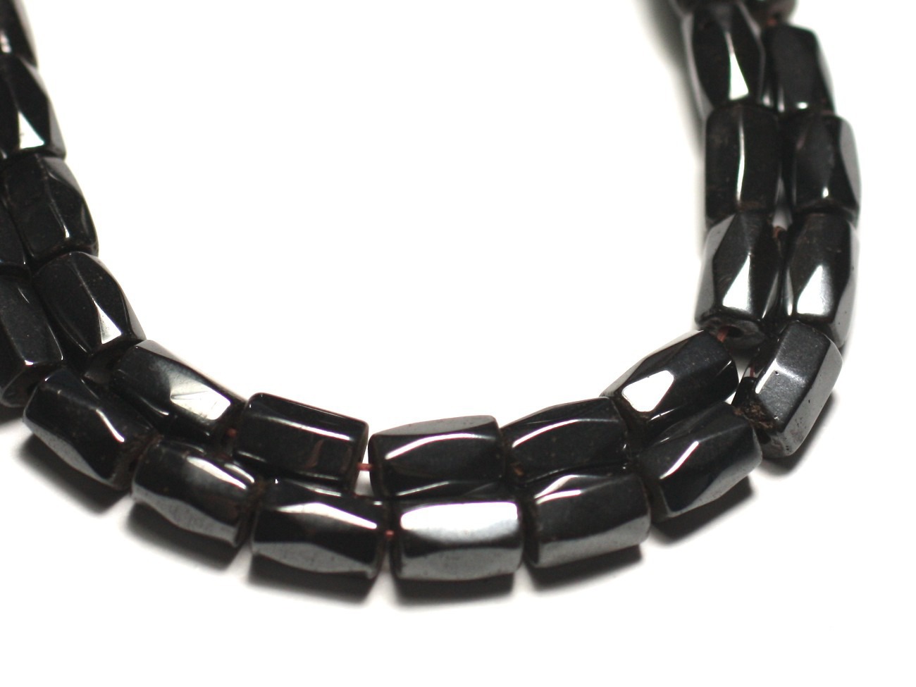 10pc - Perles de Pierre - Hématite Magnétique Tubes Facettés 8x5mm - 8741140019829 