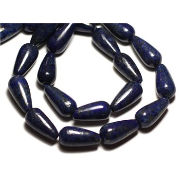 1pc - Perle Pierre Lapis Lazuli Goutte 20x10mm bleu roi nuit doré - 8741140019850