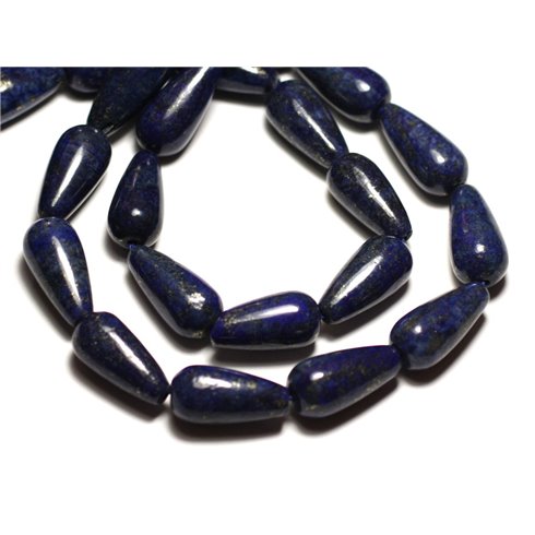 1pc - Perle Pierre Lapis Lazuli Goutte 20x10mm bleu roi nuit doré - 8741140019850