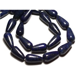 1pc - Perle Pierre Lapis Lazuli Goutte 20x10mm bleu roi nuit doré - 8741140019850