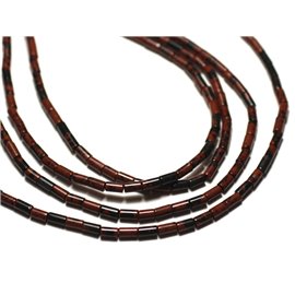 20pc - Cuentas de piedra - Obsidian Brown Mahogany Mahogany Mahogany Tubes 4x2mm - 8741140019867 