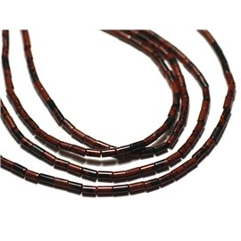 20pc - Stone Beads - Obsidian Brown Mahogany Mahogany Tubes 4x2mm - 8741140019867 