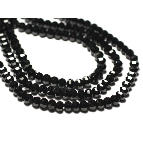 10pc - Perles de Pierre - Spinelle noire Rondelles Facettées 6x4mm - 8741140019874 