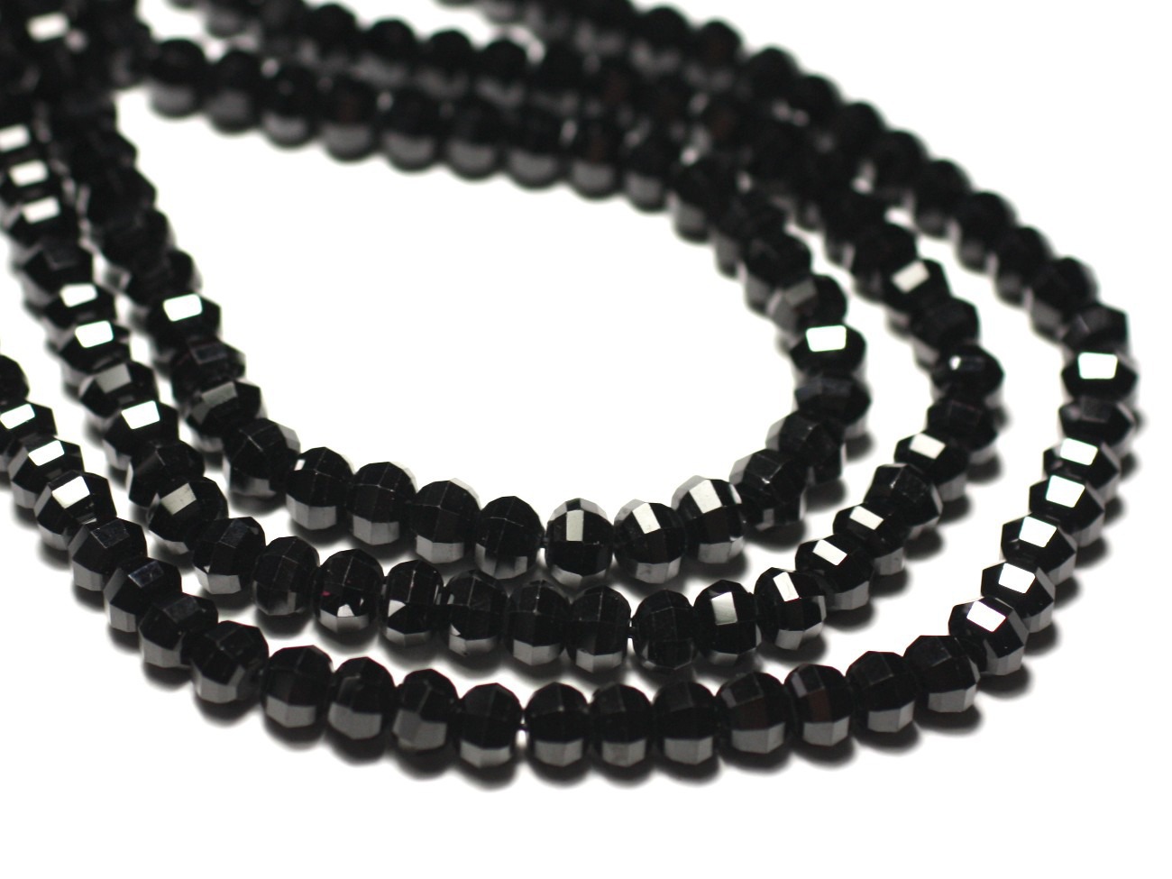 10pc - Perles de Pierre - Spinelle noire Rondelles Facettées 6x4mm - 8741140019874 