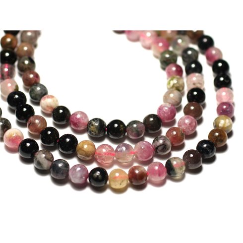 10pc - Perles de Pierre - Tourmaline Multicolore Boules 5-6mm - 8741140019881 