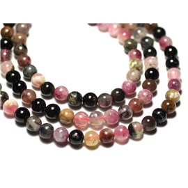 10pc - Stone Beads - Multicolored Tourmaline Balls 5-6mm - 8741140019881 