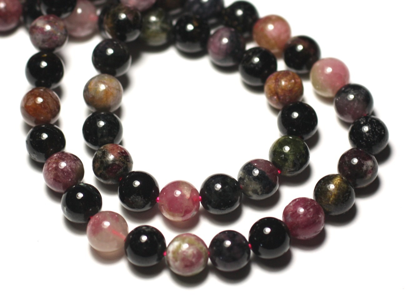 5pc - Perles de Pierre - Tourmaline Multicolore Boules 8mm - 8741140019898 