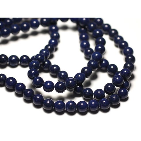 20pc - Perles de Pierre - Jade Boules 6mm Bleu Marine Nuit - 8741140019904 