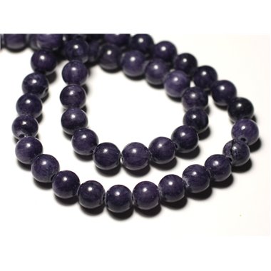 10pc - Perles de Pierre - Jade Boules 8mm Bleu Violet Indigo - 8741140019911 