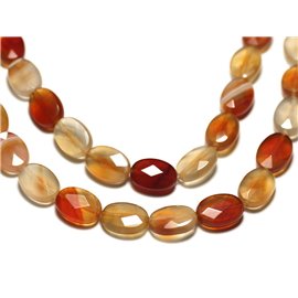 2pc - Stone Beads - Faceted Oval Carnelian 14x10mm - 8741140019546 