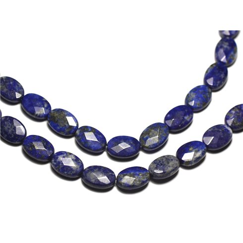 2pc - Perles de Pierre - Lapis Lazuli Ovales Facettés 14x10mm - 8741140019584 