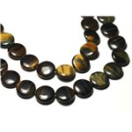 2pc - Perles de Pierre - Oeil de Tigre et Faucon Palets 16mm - 8741140019706 