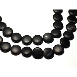 2pc - Stone Beads - Frosted sandblasted matt black onyx Palets 16mm - 8741140019713 