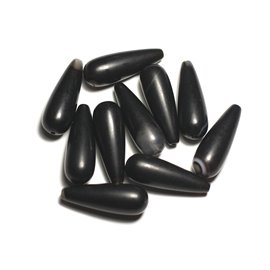 1pc - Perle de Pierre - Onyx noir mat sablé givré Goutte 30x10mm - 8741140019768 
