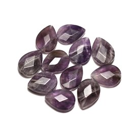 2pc - Cuentas de piedra - Gotas facetadas de amatista 18x13mm - 8741140019621 