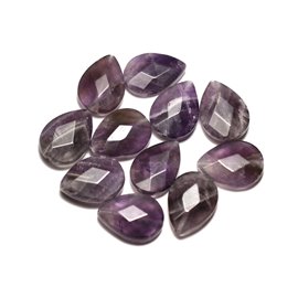 2pc - Stone Beads - Amethyst Faceted Drops 18x13mm - 8741140019621 