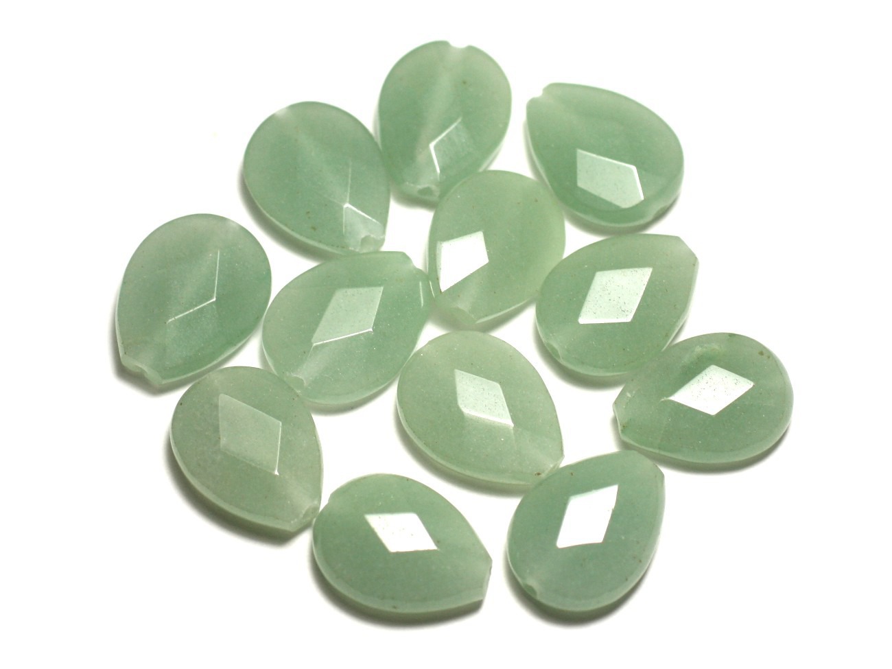 2pc - Perles de Pierre - Aventurine verte Gouttes Facettées 18x13mm - 8741140019638 