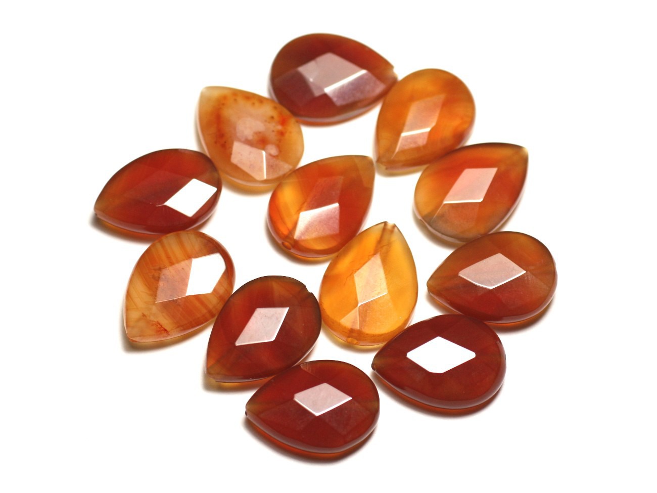 2pc - Perles de Pierre - Cornaline Gouttes Facettées 18x13mm - 8741140019645 