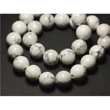 1pc - Perle de Pierre - Howlite Boule 14mm gros trou 3mm - 8741140019423 