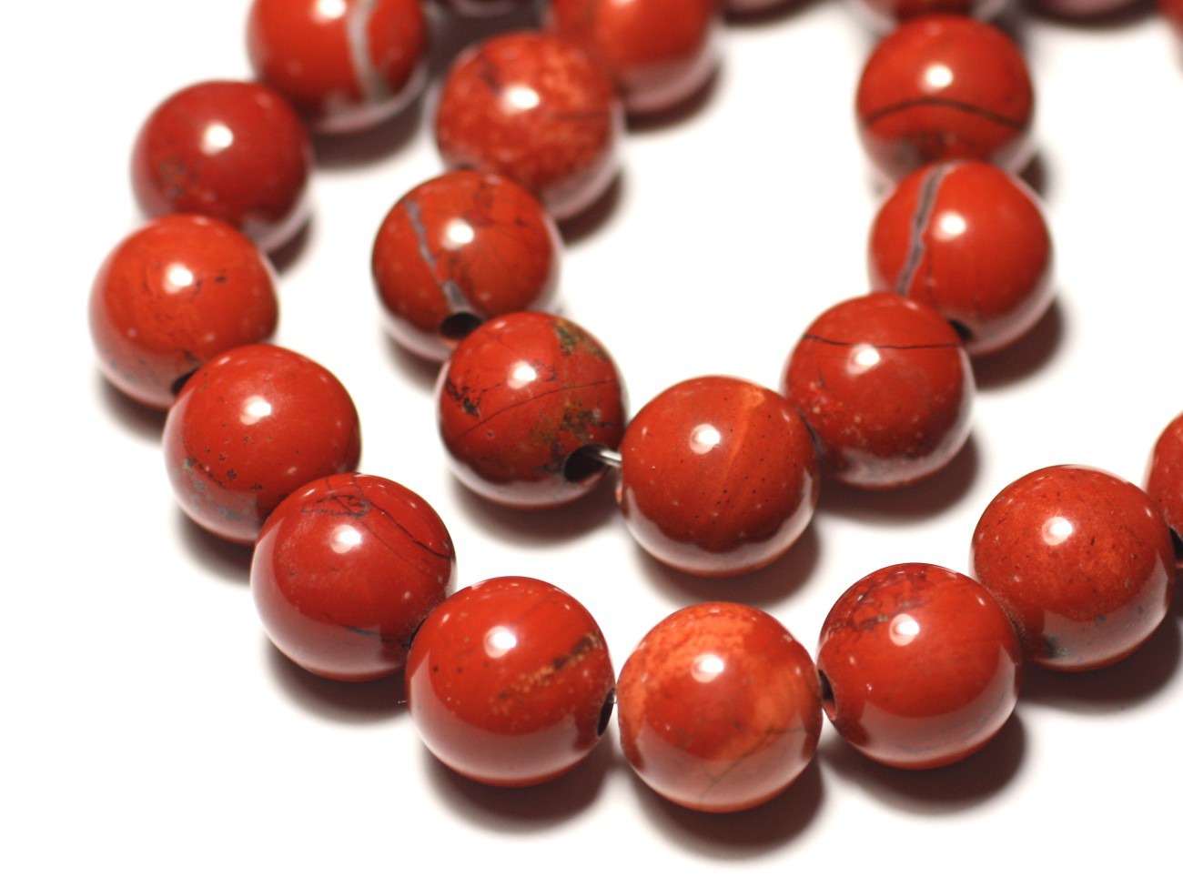 1pc - Perle de Pierre - Jaspe Rouge Boule 14mm gros trou 3mm - 8741140019430 